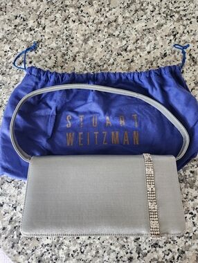 Stuart Weitzman Silver Rhinestone Evening Bag